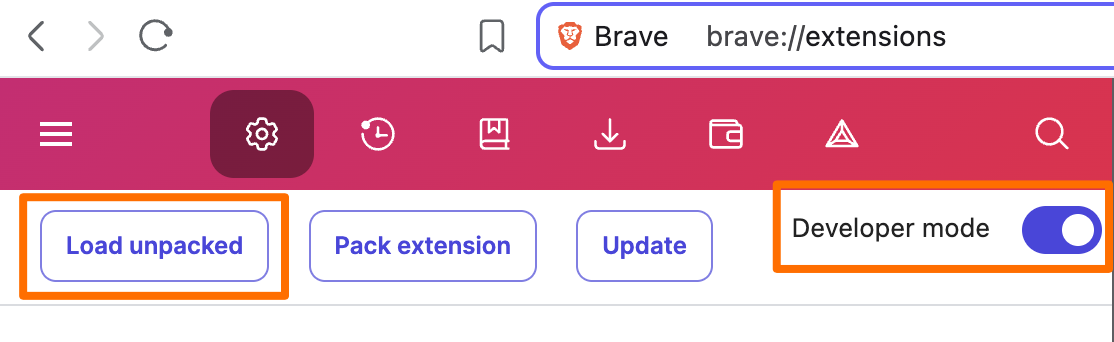 Developer mode and Load unpacked button